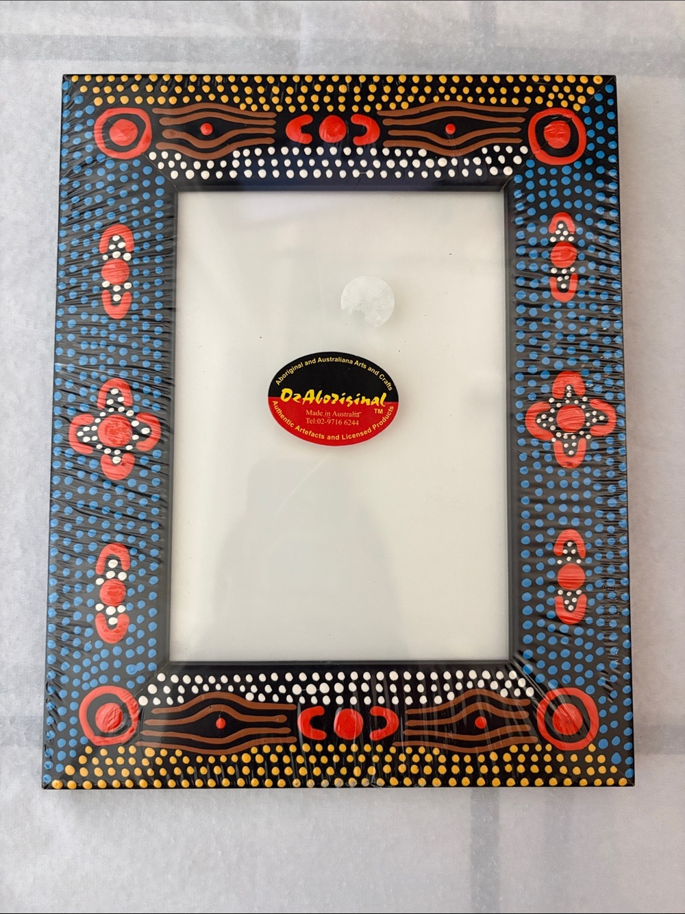 Oz Aboriginal Hand Painted Dot Art Wooden Photo Frame Signed W Whitton Australia
